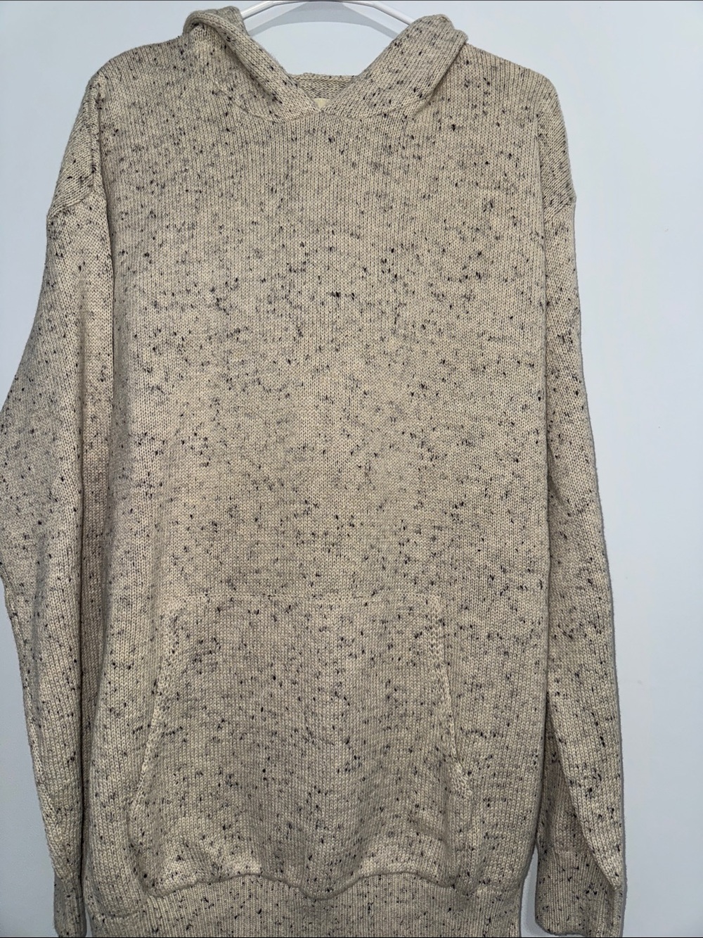 The Normal Brand Cream Speckled Knit Hoodie Sweater